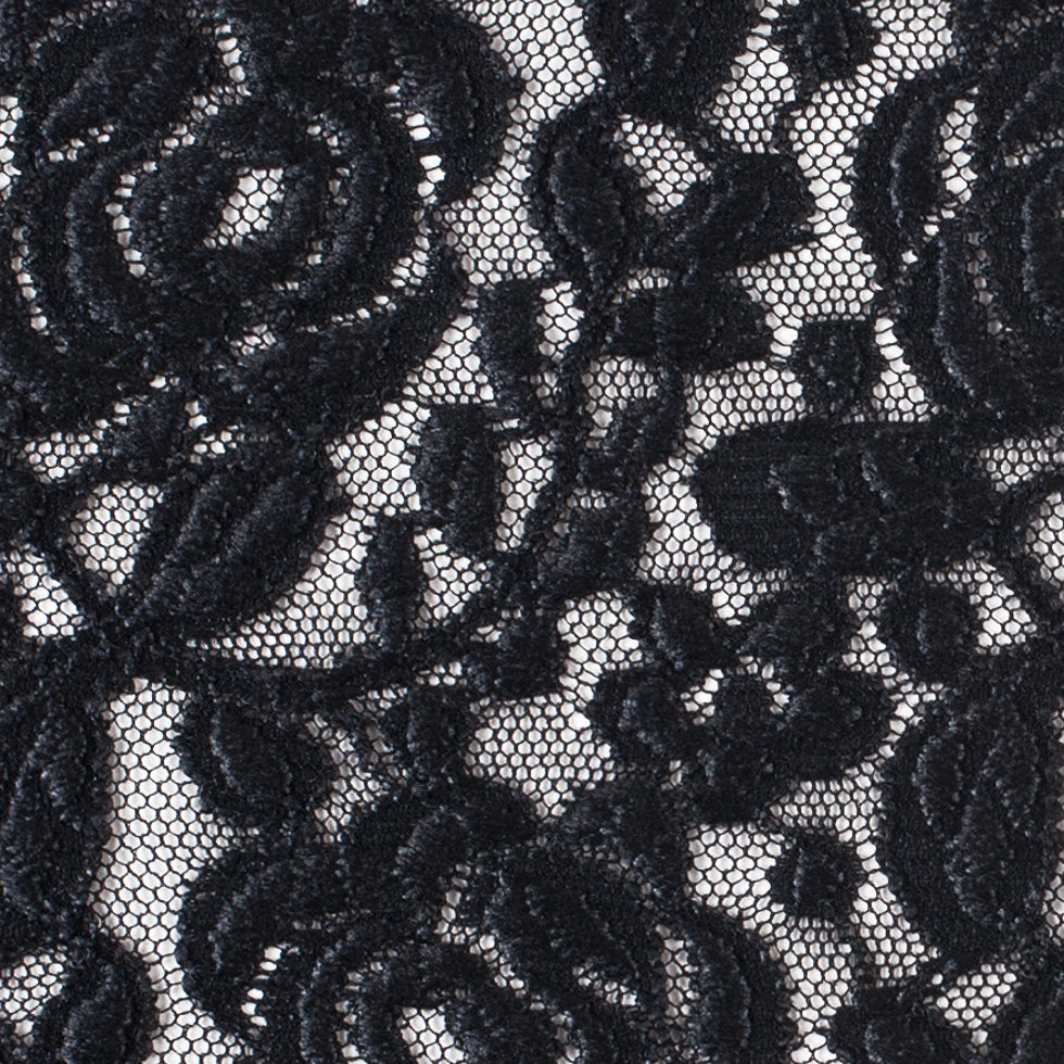 Black Rosette Lace Mesh - Detail