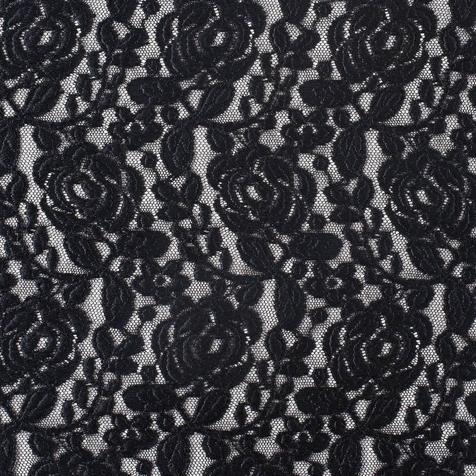 Black Rosette Lace Mesh