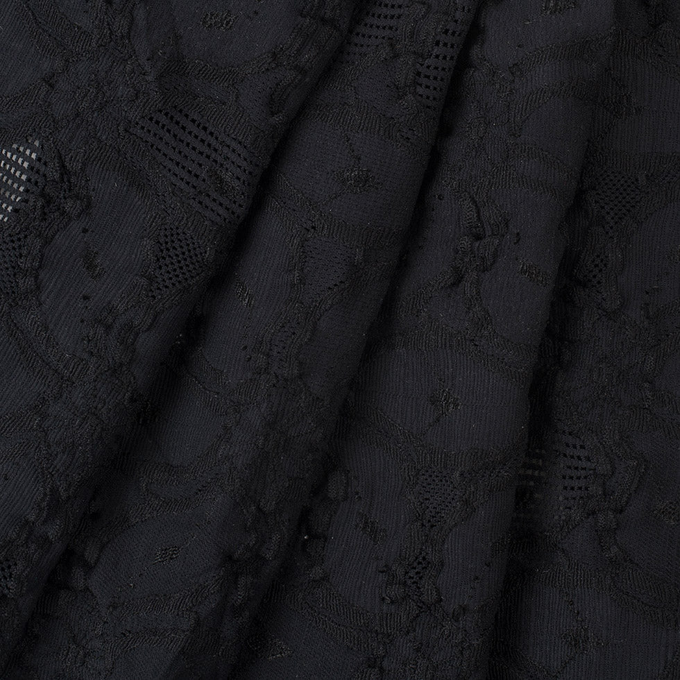 Black Polyester Blended Raschel Knit Folded