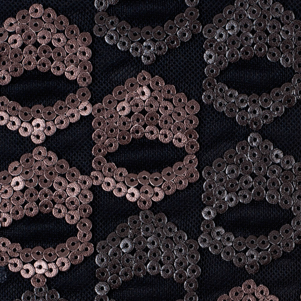 Dusty Rose/Pale Black Sequined Netting Detail
