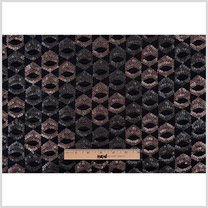 Dusty Rose/Pale Black Sequined Netting Full