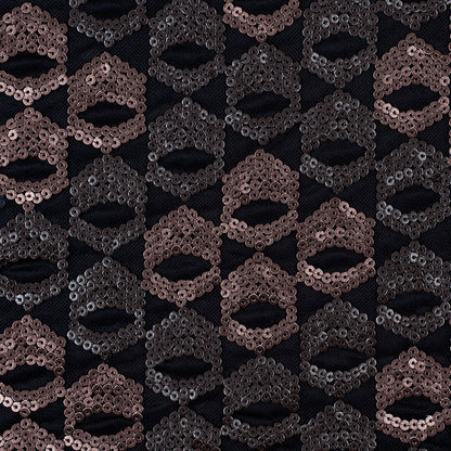 Dusty Rose/Pale Black Sequined Netting