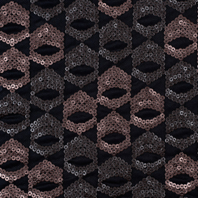 Dusty Rose/Pale Black Sequined Netting