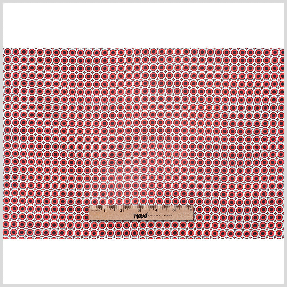 Poppy Red Geometric Stretch Cotton Woven - Full