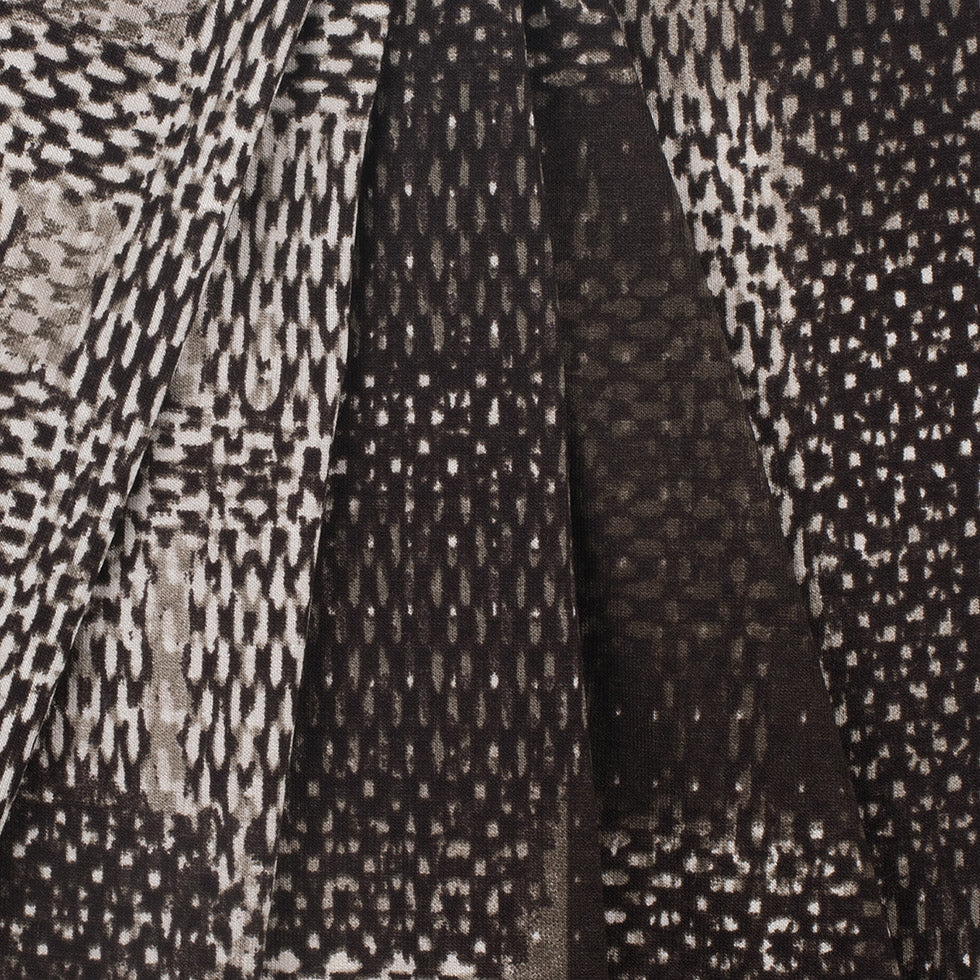 Multi Beige and Brown Abstract Geometric Viscose Jersey Knit Folded