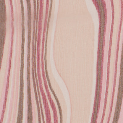 Pink Multicolor Striped Crinkled Silk Chiffon - Detail