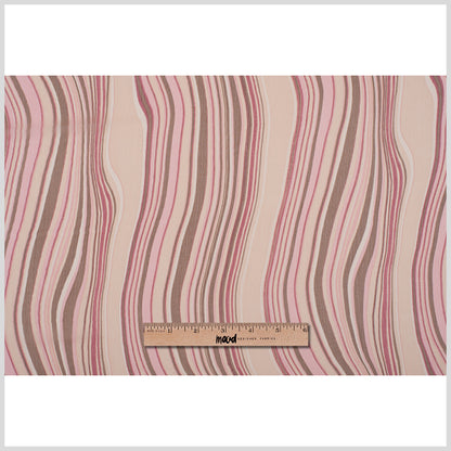 Pink Multicolor Striped Crinkled Silk Chiffon - Full