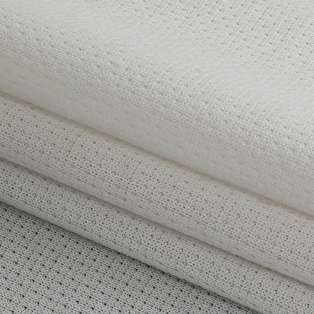 White Polyester Knit Pique - Folded