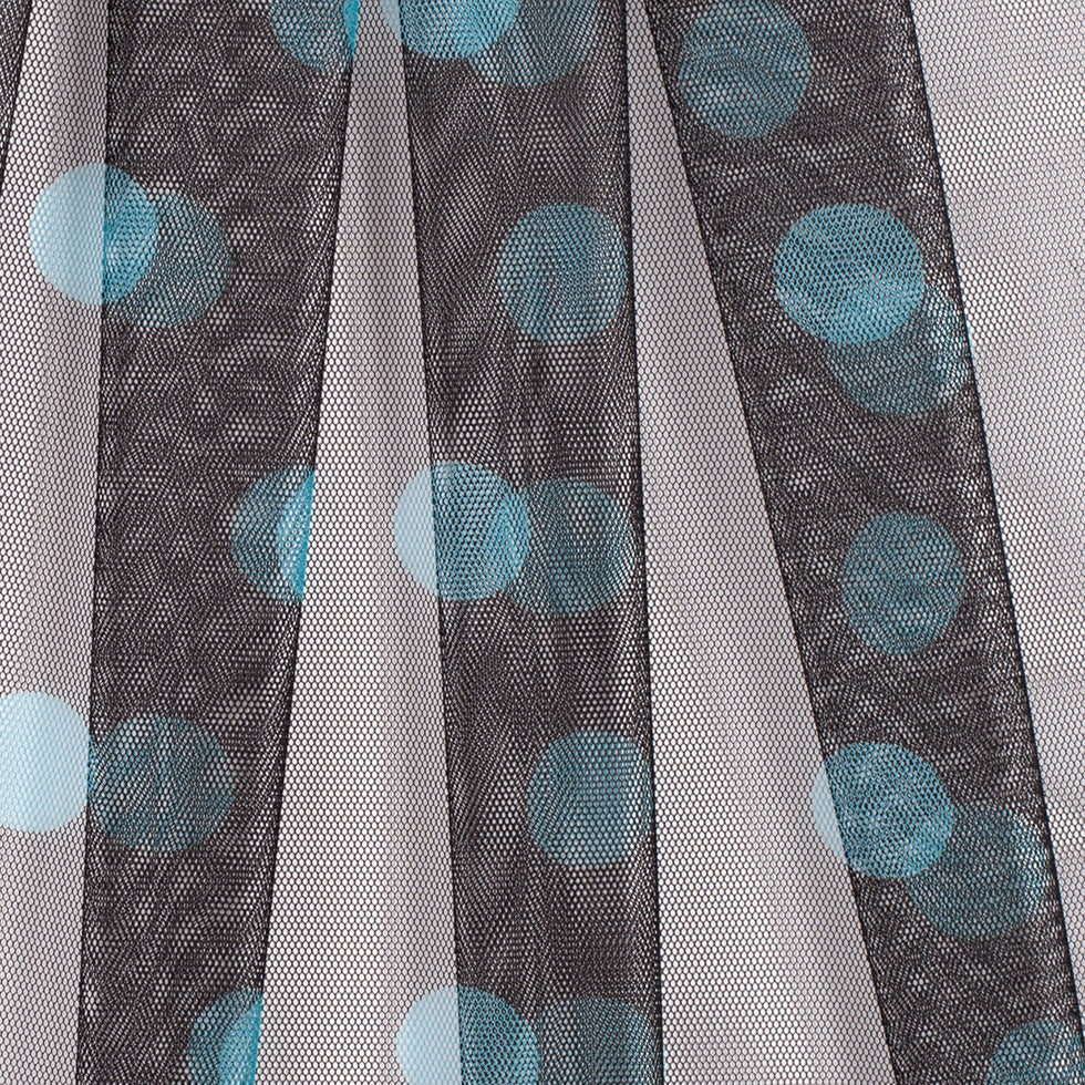 Black Coffee/Aqua Polka Dot Poly Mesh - Folded