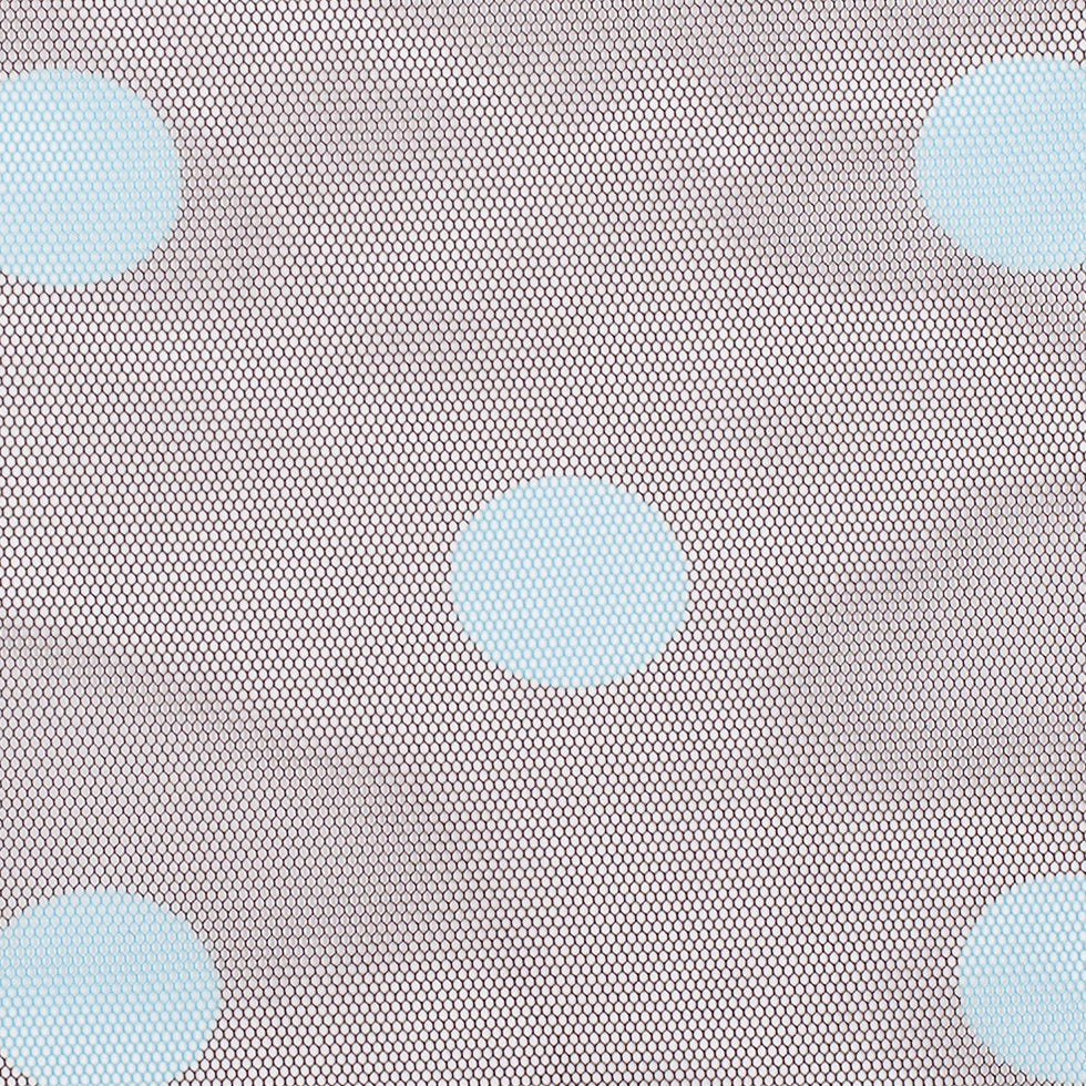 Black Coffee/Aqua Polka Dot Poly Mesh - Detail