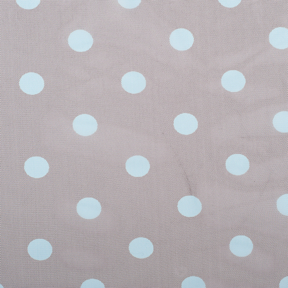 Black Coffee/Aqua Polka Dot Poly Mesh