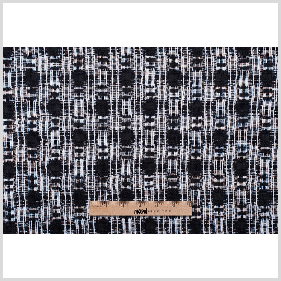 Black/White Open-Weave Checked Cotton Woven Full