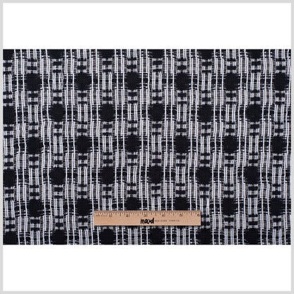 Black/White Open-Weave Checked Cotton Woven Full