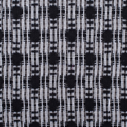 Black/White Open-Weave Checked Cotton Woven