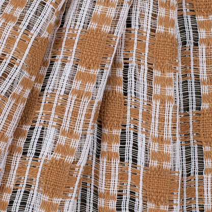 Goldstone/White Open-Weave Checked Cotton Woven - Folded