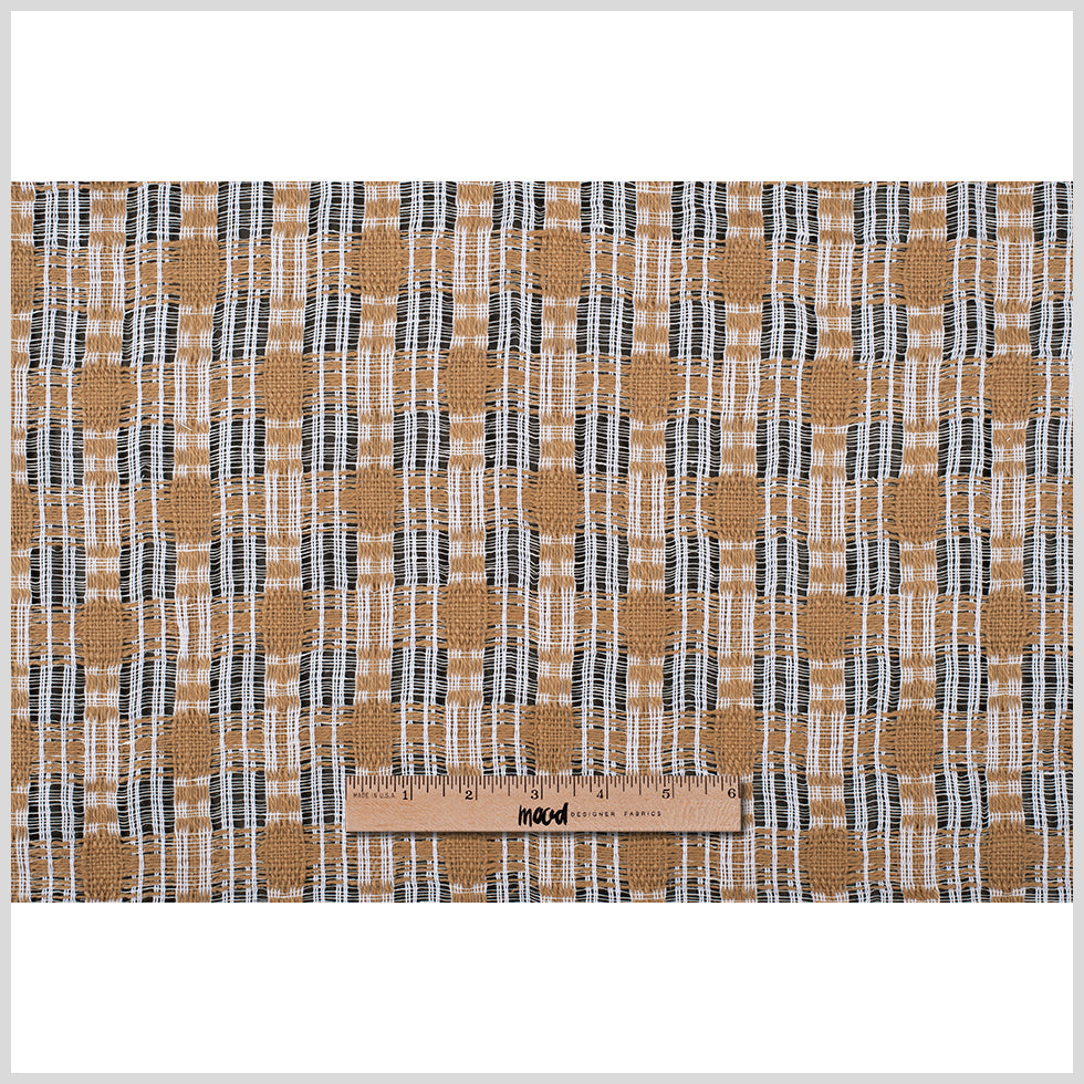 Goldstone/White Open-Weave Checked Cotton Woven - Full