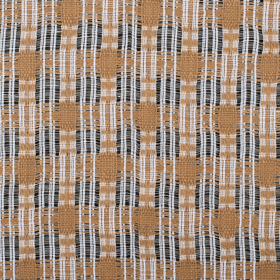 Goldstone/White Open-Weave Checked Cotton Woven
