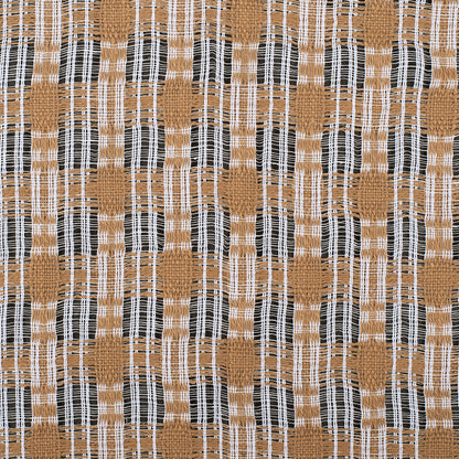 Goldstone/White Open-Weave Checked Cotton Woven