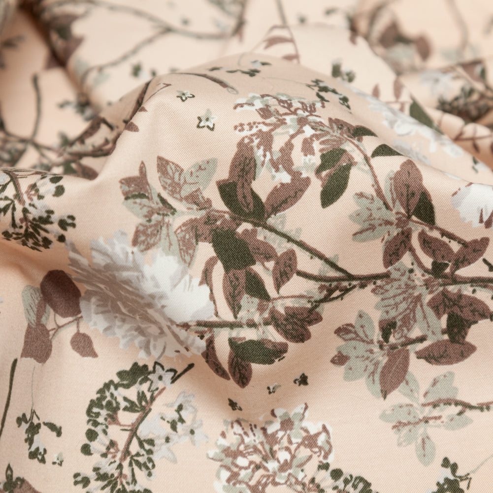 Sand/Ash/Olive Floral Stretch Combed Cotton Twill Detail