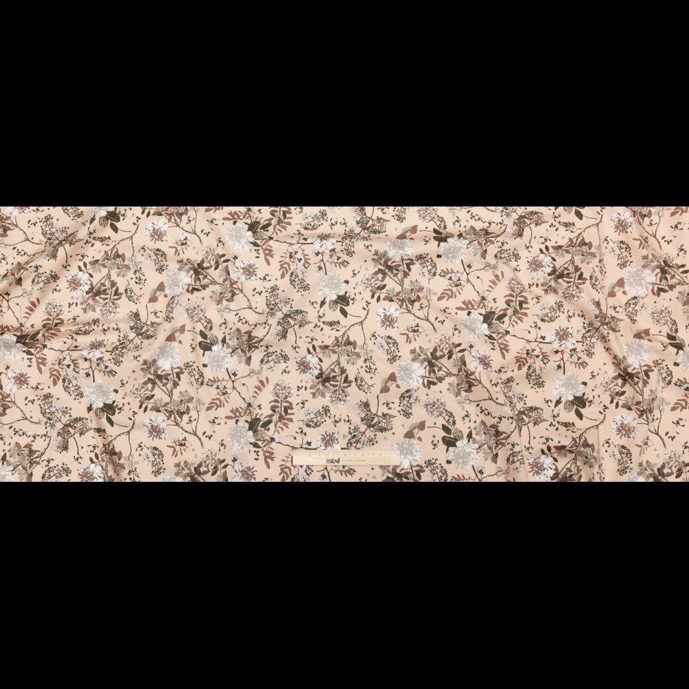 Sand/Ash/Olive Floral Stretch Combed Cotton Twill Full