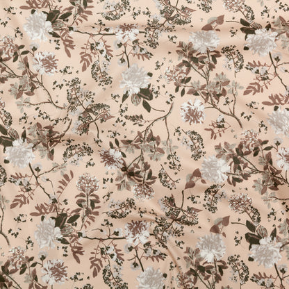 Sand/Ash/Olive Floral Stretch Combed Cotton Twill