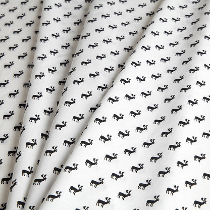 White/Black Reindeer Dense Combed Cotton Poplin Folded