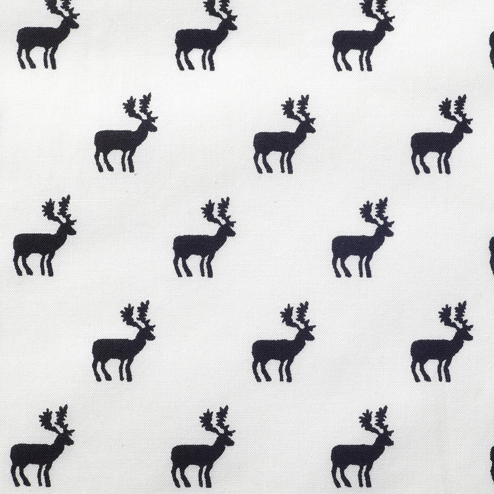 White/Black Reindeer Dense Combed Cotton Poplin Detail