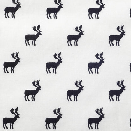 White/Black Reindeer Dense Combed Cotton Poplin Detail