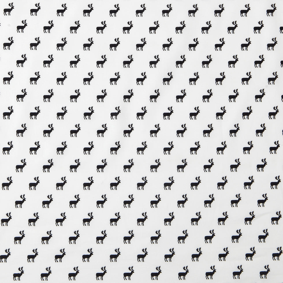 White/Black Reindeer Dense Combed Cotton Poplin