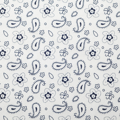 White/Navy Paisley Combed Cotton Sateen Detail