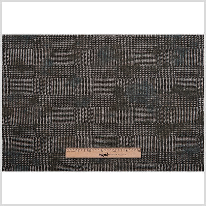 Black/Gray Glen Plaid Wool Knit w/ Fleece Backing - Full