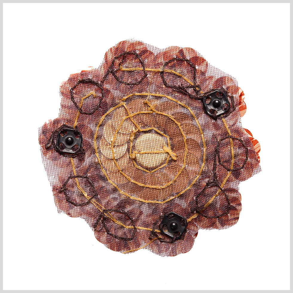 2.5" Brown/Gold Sequin Flower Applique Detail