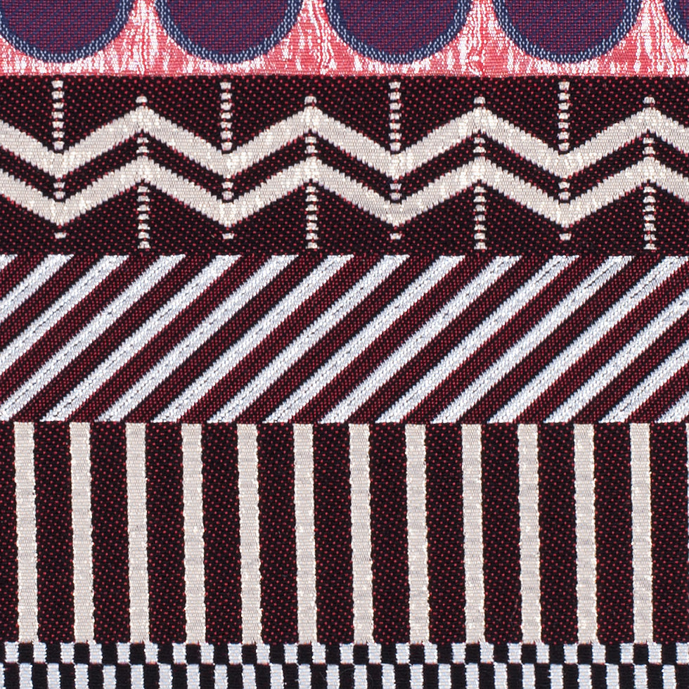 French Metallic Red/Beige Striped Geometric Jacquard Full