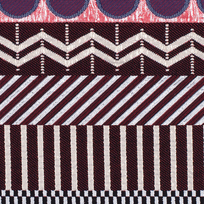 French Metallic Red/Beige Striped Geometric Jacquard Full