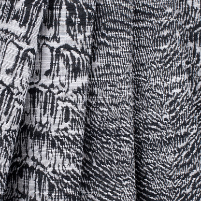 White/Black Abstract Stripes Slubbed Cotton-Poly Woven Folded