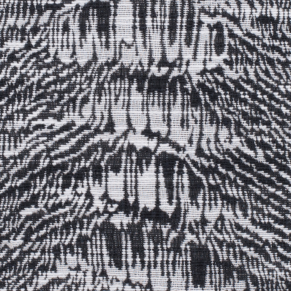 White/Black Abstract Stripes Slubbed Cotton-Poly Woven Detail