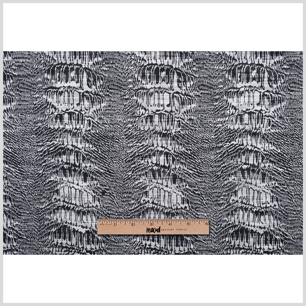 White/Black Abstract Stripes Slubbed Cotton-Poly Woven Full