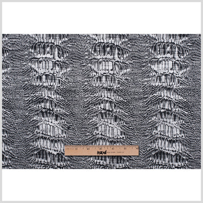 White/Black Abstract Stripes Slubbed Cotton-Poly Woven Full