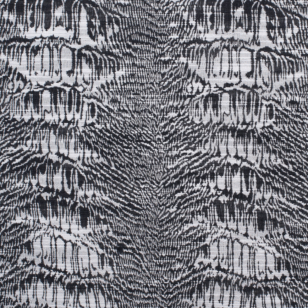 White/Black Abstract Stripes Slubbed Cotton-Poly Woven