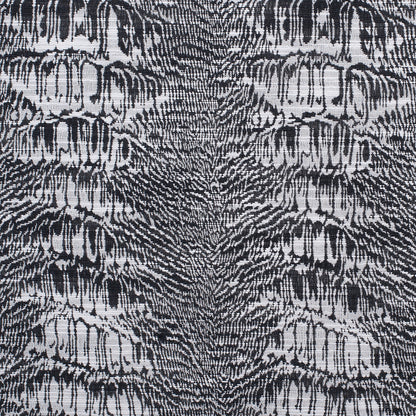 White/Black Abstract Stripes Slubbed Cotton-Poly Woven