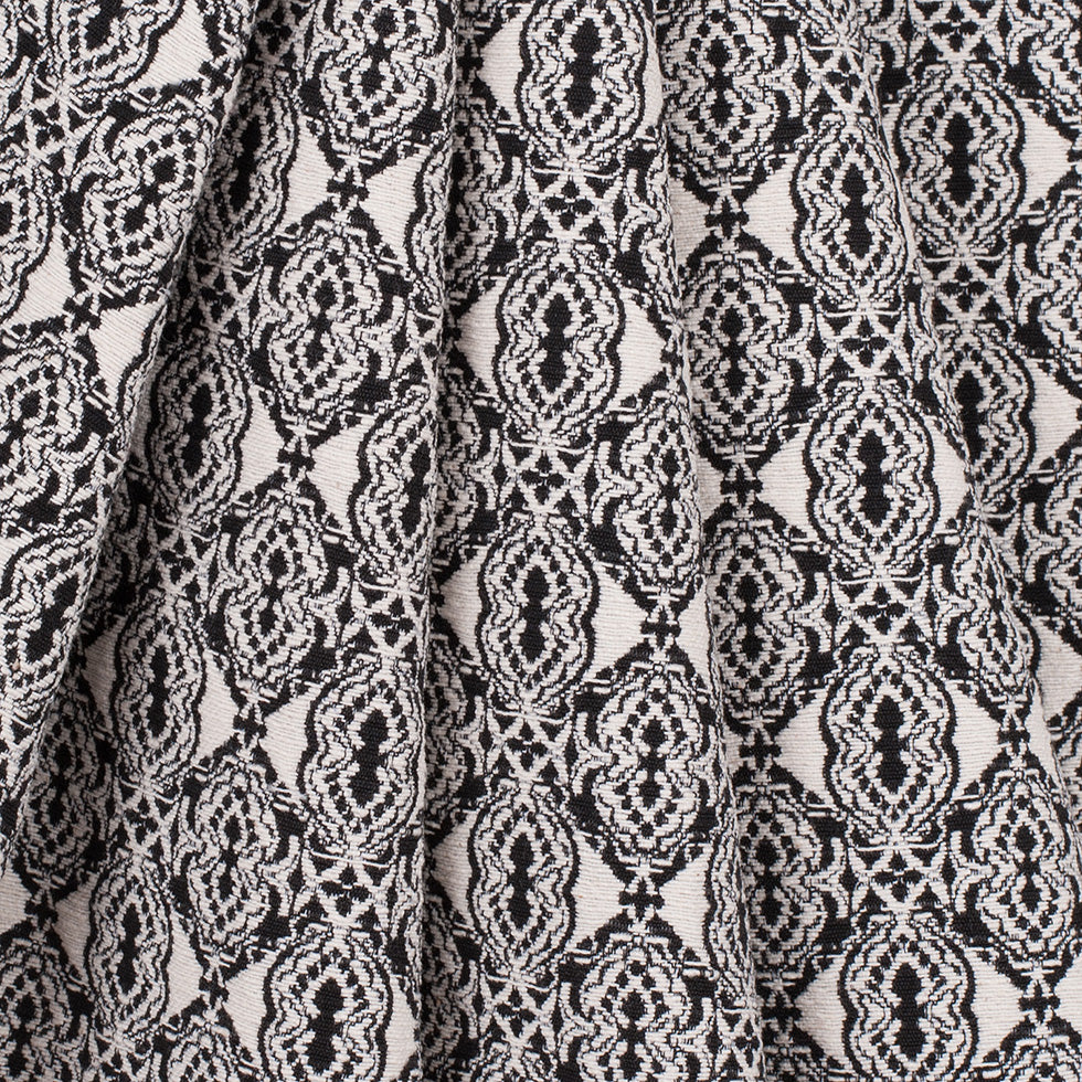 Black/Off-White Geometric Diamonds Cotton Jacquard Detail