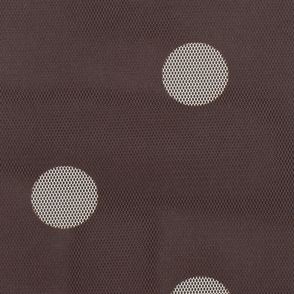 Brown/Ivory Polka Dot Polyester Mesh - Detail