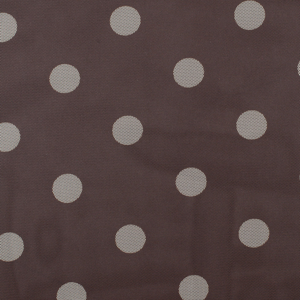 Brown/Ivory Polka Dot Polyester Mesh
