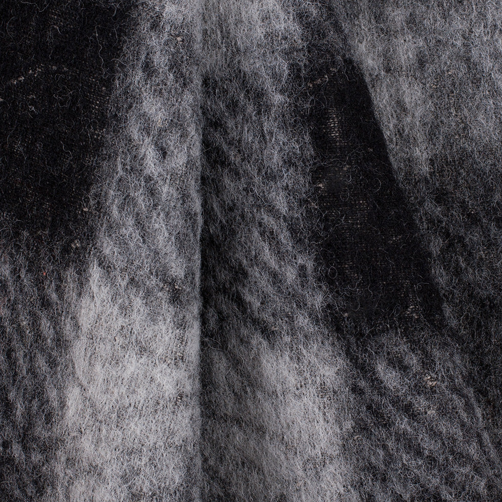 Small Gray/Ivory Bonded Lamb Leather and Felted Wool Folded