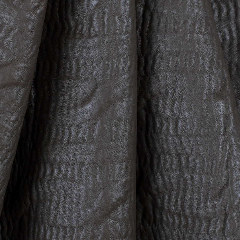 Medium Brown/Black Textural Bonded Lamb Leather and Wool Folded