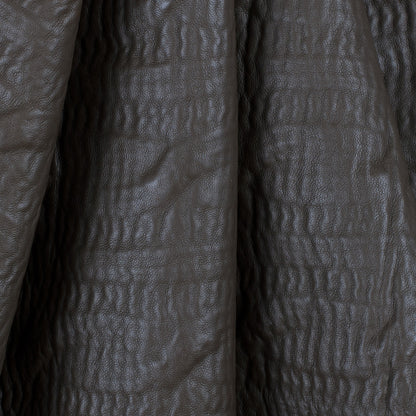Medium Brown/Black Textural Bonded Lamb Leather and Wool Folded