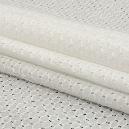 White Diamond Lattice Embroidered Cotton Voile - Full