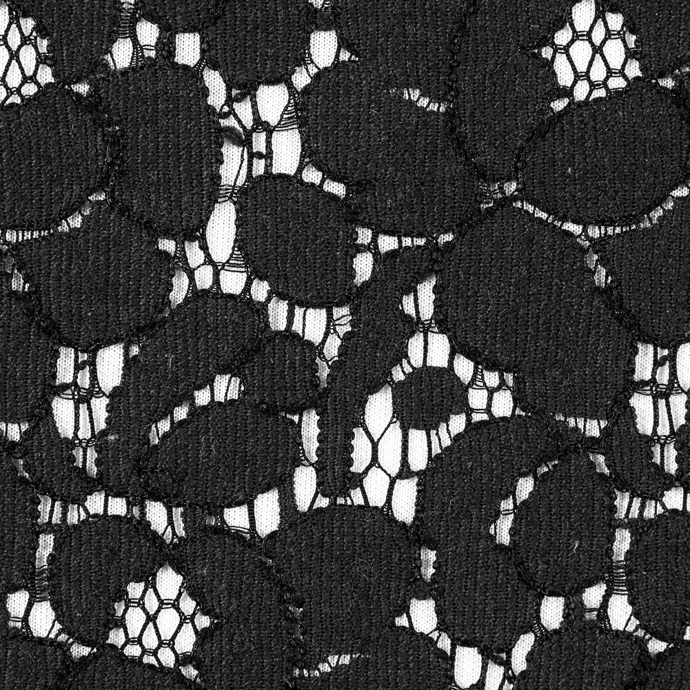 Graystone and Navy Floral Cotton Lace - Detail