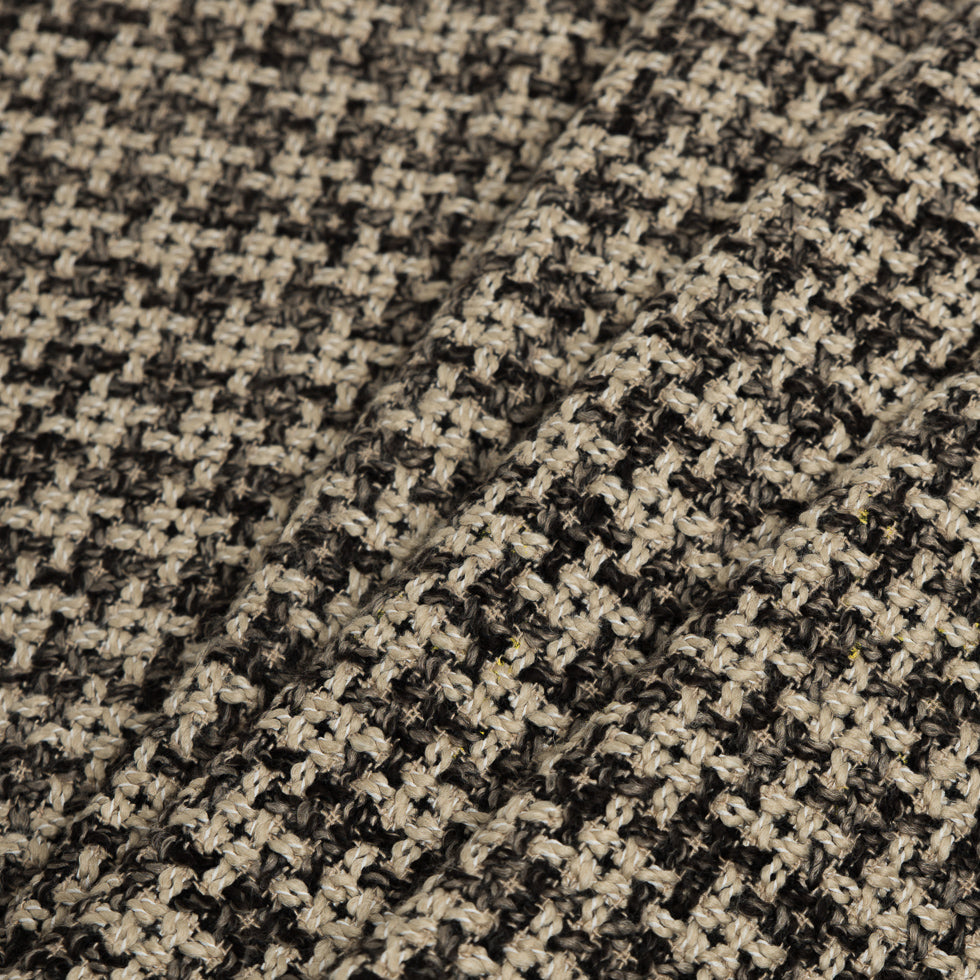 Natural/Black Checked Blended Wool Woven Folded