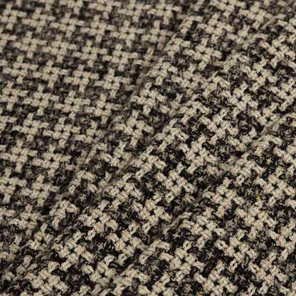 Natural/Black Checked Blended Wool Woven Folded